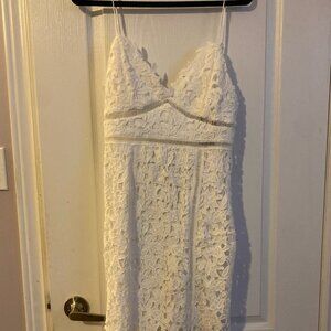 White Crochet Lace Midi Dress